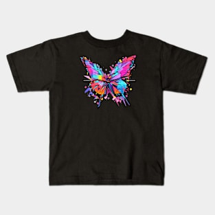 A colorful butterfly with splats Kids T-Shirt